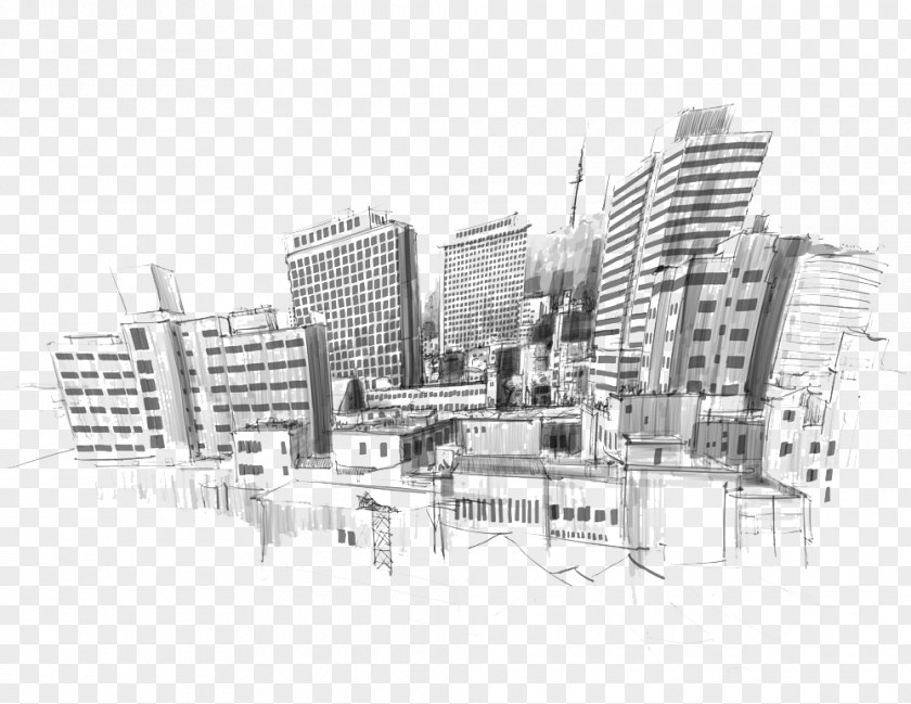 City Portrait Illustration Picture Drawing Sketch PNG