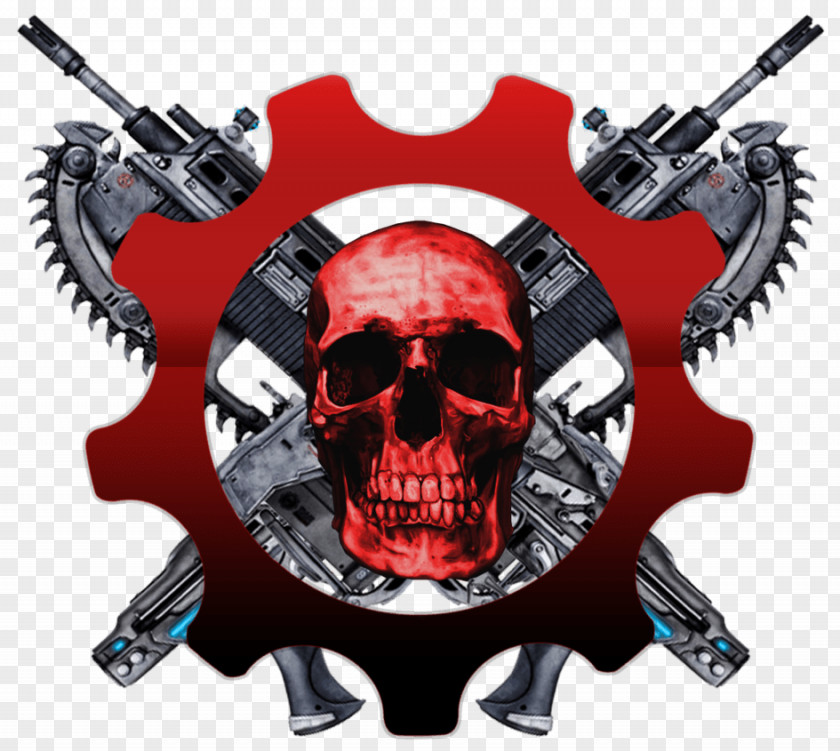 Gears Of War Skull Logo PNG Logo, red human skull illustration clipart PNG