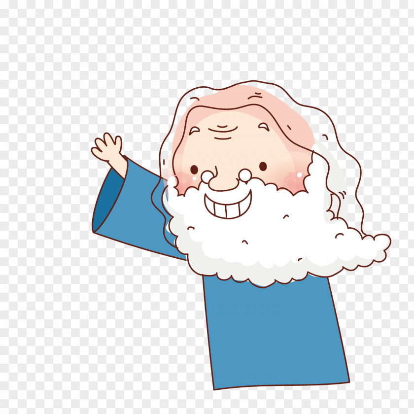 Beckons White Beard Grandfather Cartoon Illustration PNG