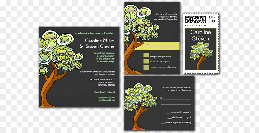 Green Wedding Invitation Tree Advertising Flora Save The Date Text PNG
