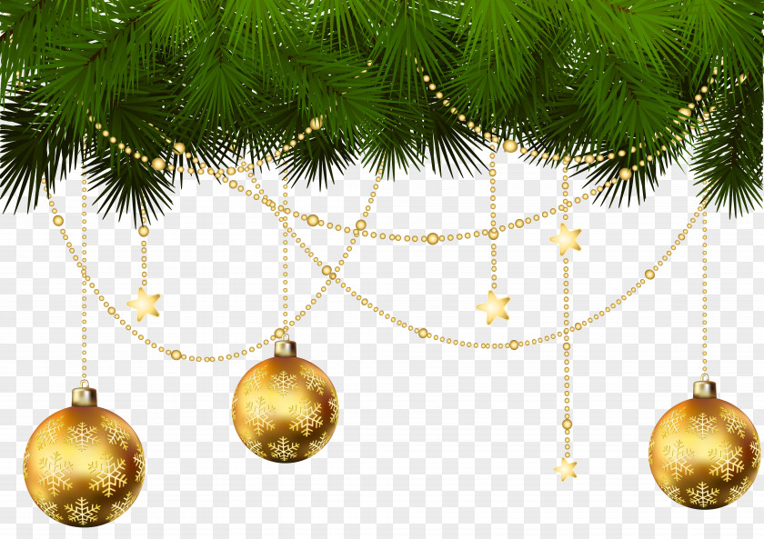 Pine Branches And Christmas Ornaments Transparent Clip Art Tree Ornament PNG