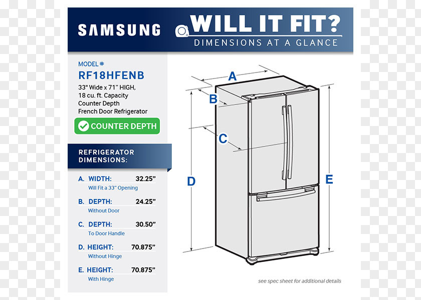Refrigerator Countertop Samsung RF18HFENB Ice Makers Door PNG