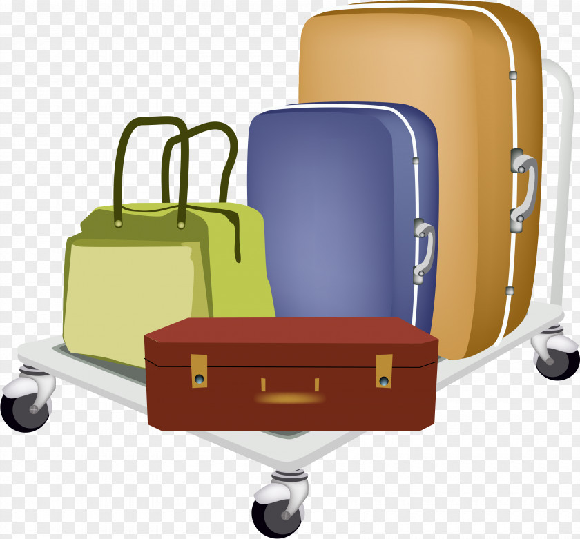 Suitcase Baggage Cart Travel Hand Luggage PNG