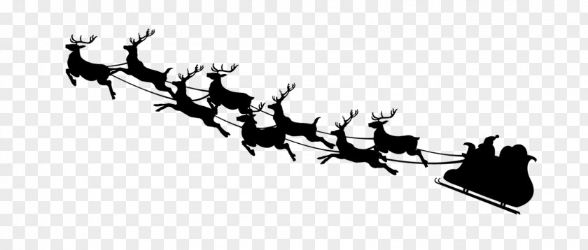 Christmas Silhouette Santa Claus Reindeer Wallpaper PNG