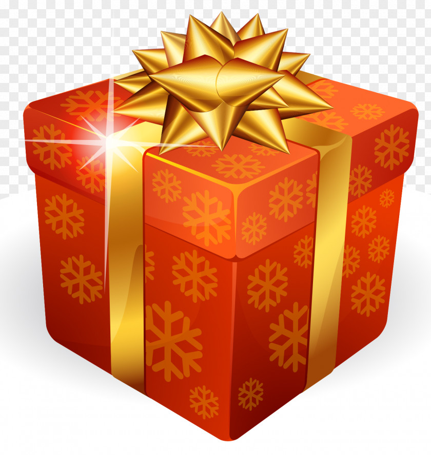 Gold Gift Box Christmas PNG