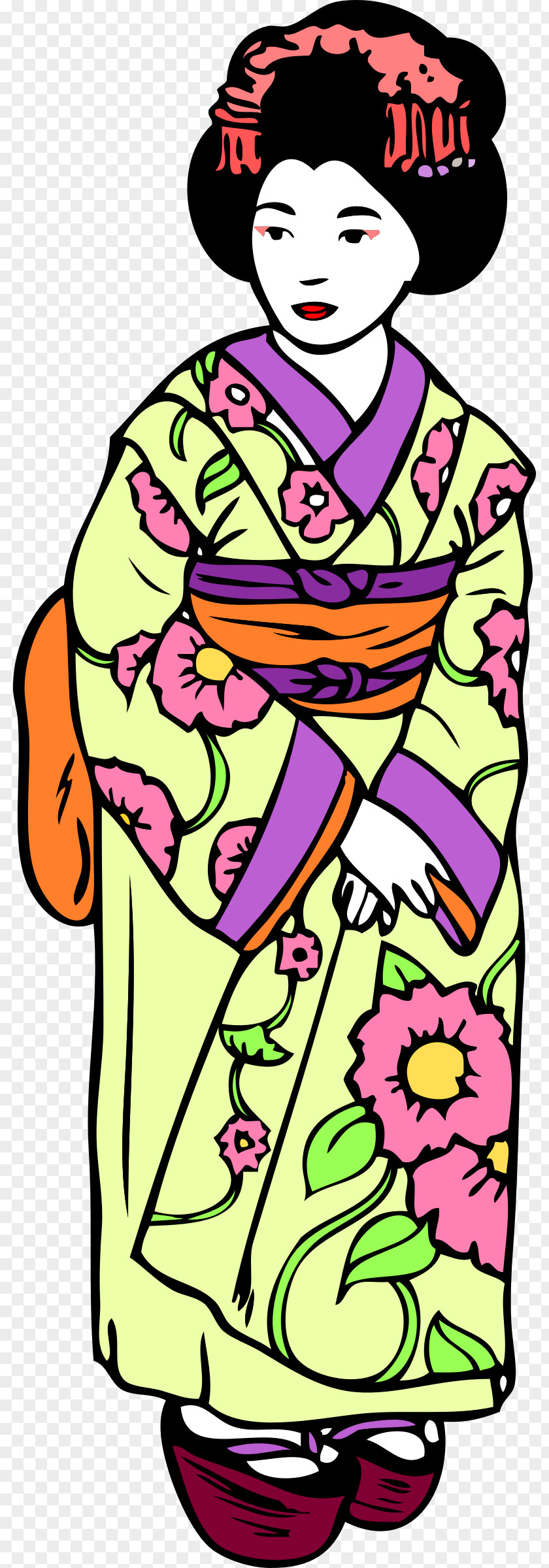 Japanese Geisha Art Drawing Clip PNG