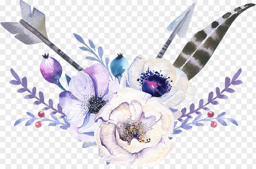 Elegant Watercolor Bohemian Wind Arrow Flowers Bohemianism PNG