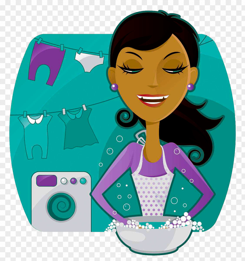 Mum Is Happy To Wash Clothes Laundry Washing Machine Illustration PNG