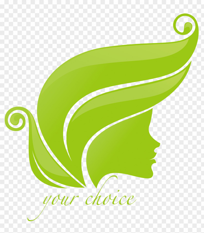 The Green Woman Face And Leaves Vector PNG