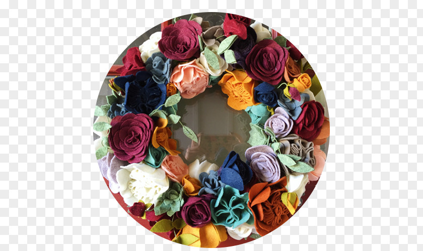 Watercolor Wreath Cut Flowers Floral Design Felt PNG