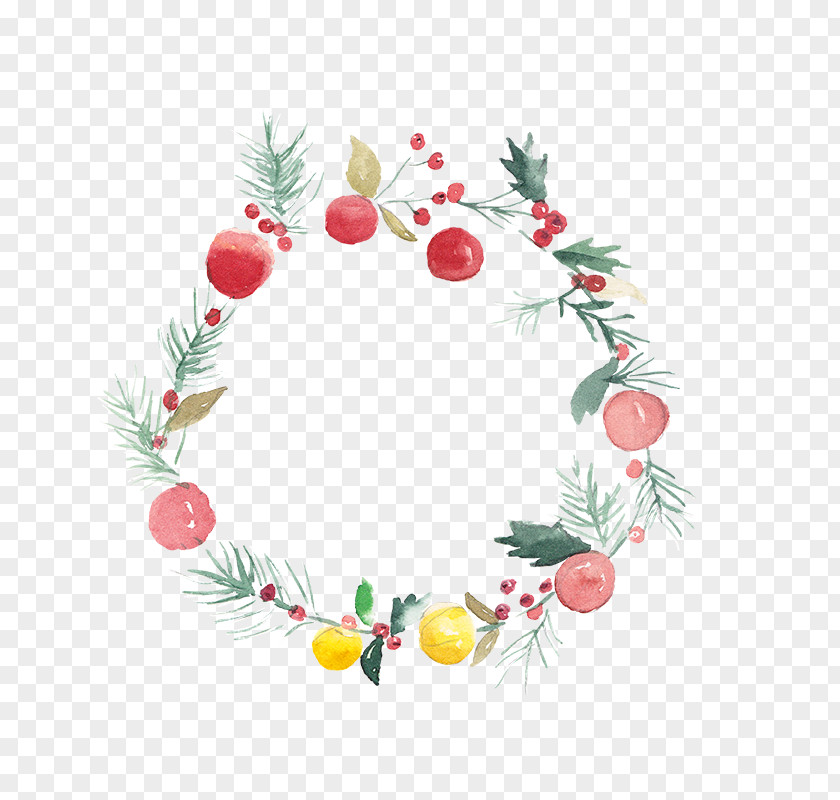 Christmas Hand-painted Pattern Material Watercolor Painting Wreath Flower PNG