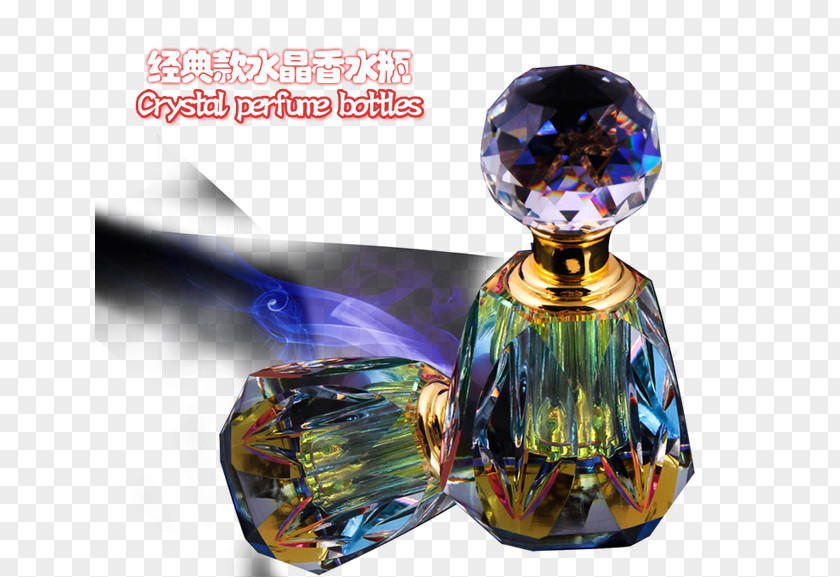 Classic Crystal Perfume Bottles Glass Cobalt Blue Jewelry Design PNG