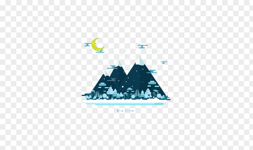 Flat Snow Mountain Design Graphic Computer File PNG