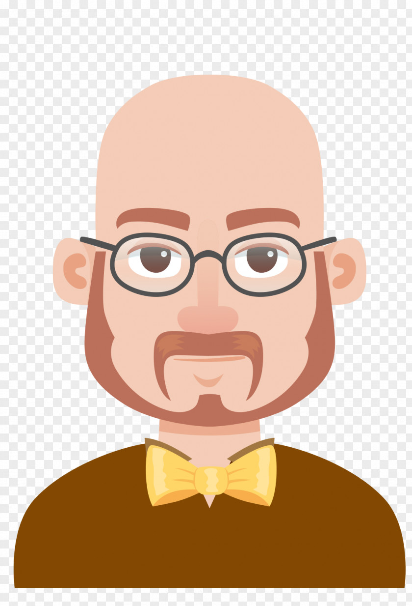 Bald Man Vector Cartoon Illustration PNG