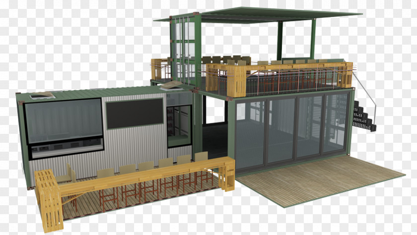 Box Cafe Intermodal Container Shipping Architecture PNG