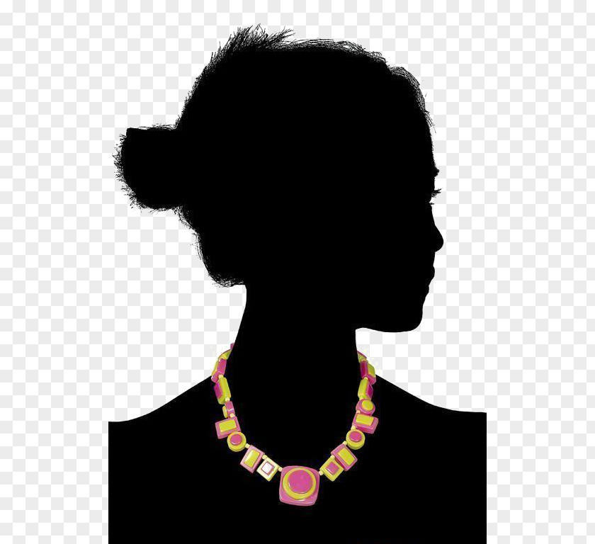 Color Necklace Silhouette Head Woman Illustration PNG