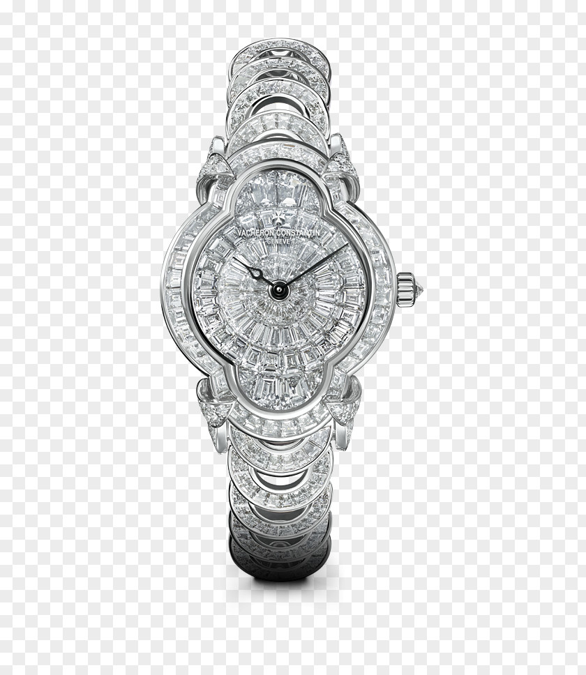 Vacheron Constantin Watches Silver Female Form Diamond Mechanical Watch Jewellery Clock PNG