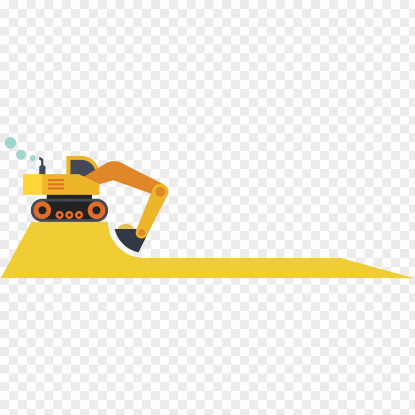 Flat Shovel Car Yellow Excavator Vecteur PNG
