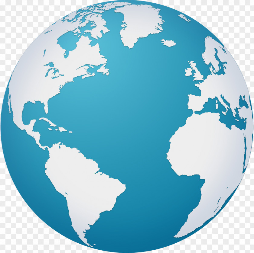 Vector Hand Painted Blue Earth Globe World Map PNG