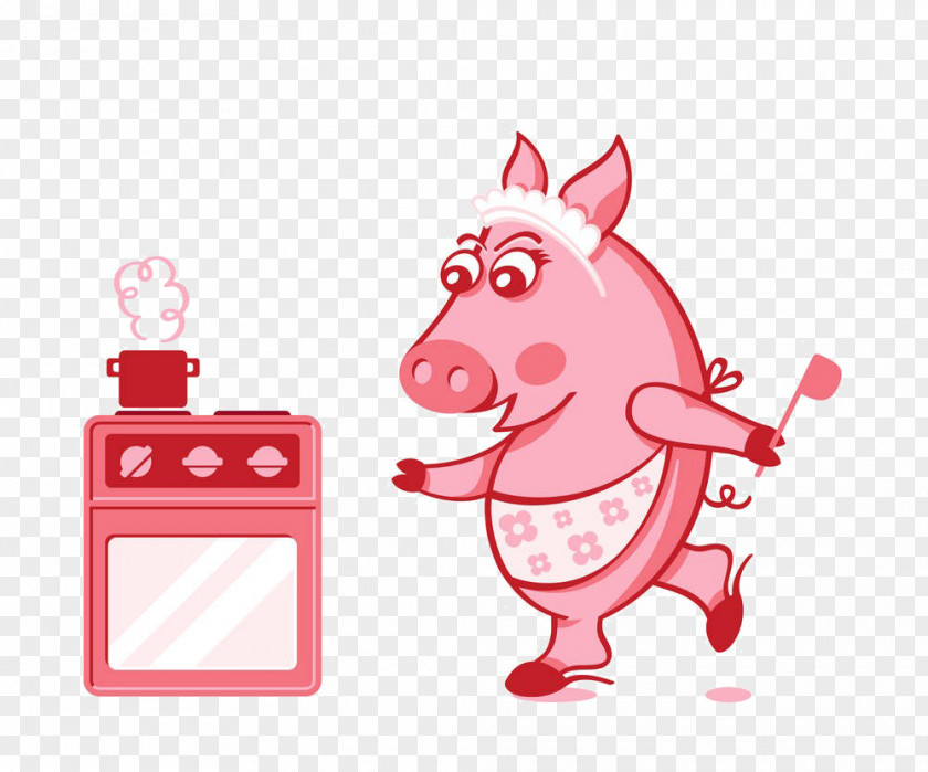 Cartoon Pig Material Domestic Cooking Chef Clip Art PNG
