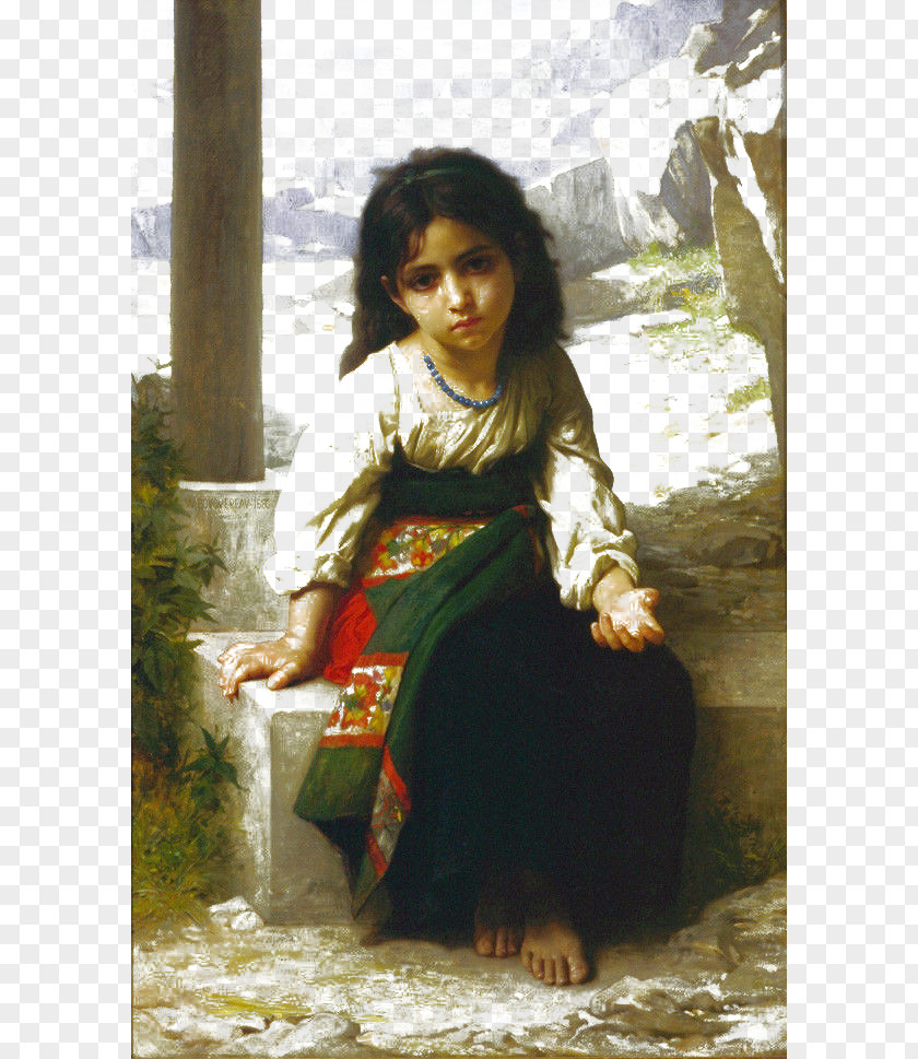 Little Beggar Oil Painting The Shepherdess Reproduction Canvas PNG