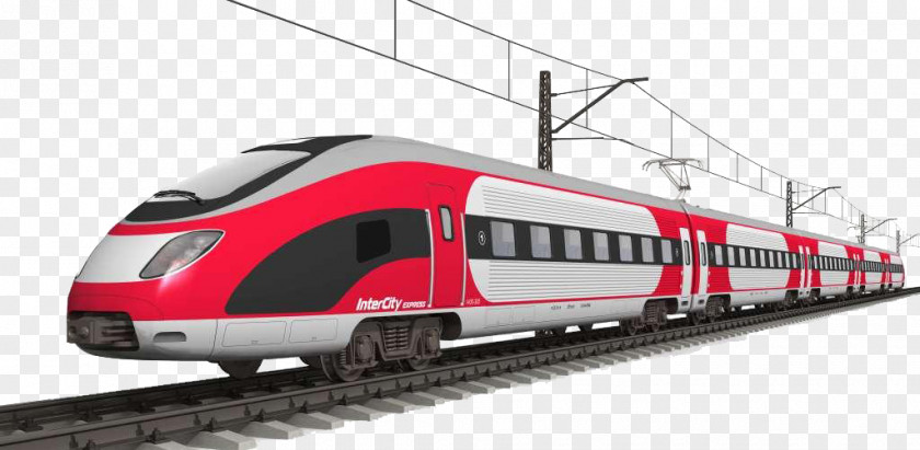 With Red Trains On The Railway Train Rail Transport Track Locomotive High-speed PNG