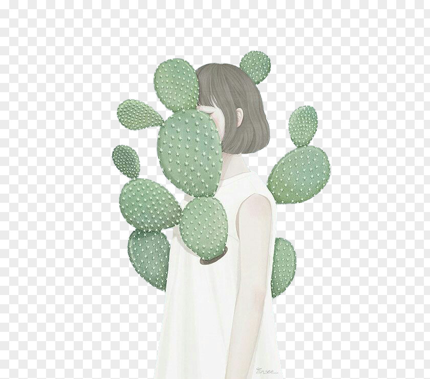 Cactus And Girls Cactaceae Illustration PNG