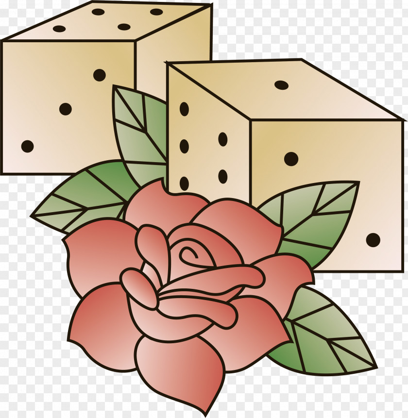 Hand-painted Flower Dice Floral Design PNG