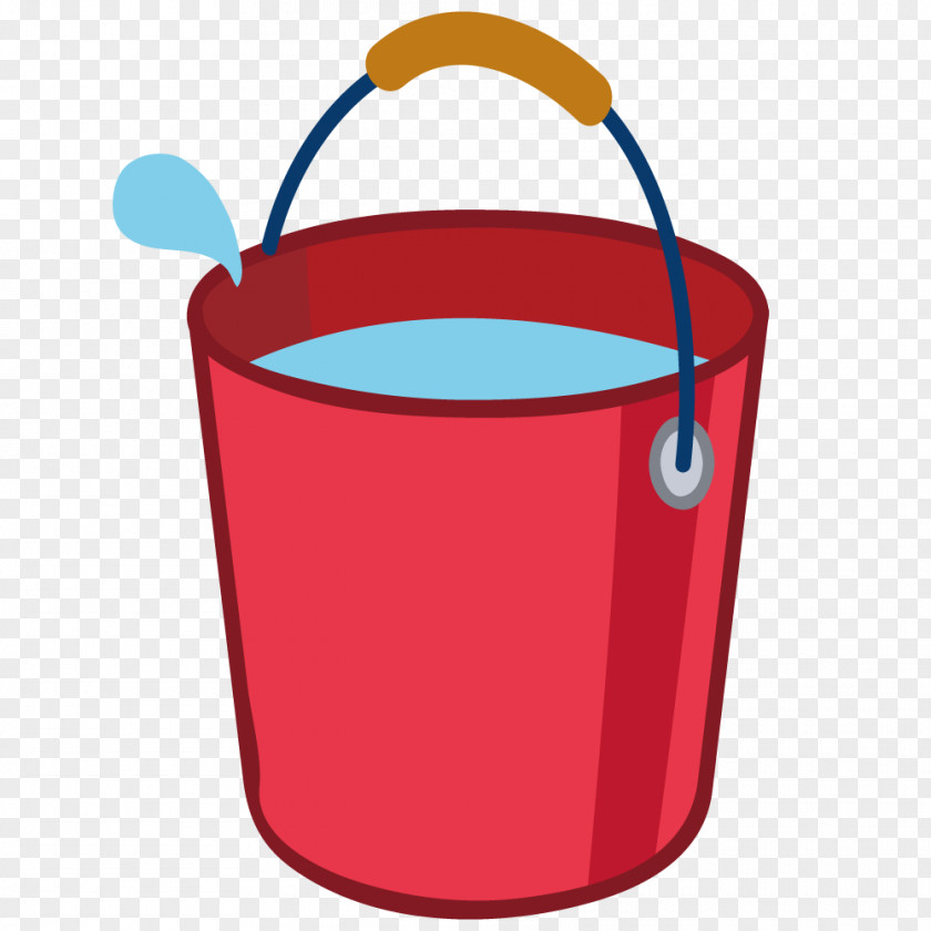 Red Bucket Filled With Water Cartoon Flat Design PNG