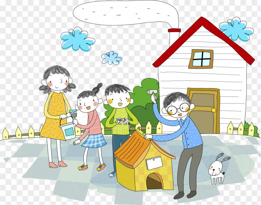 The Man Who Built Puppy House Dog Illustration PNG