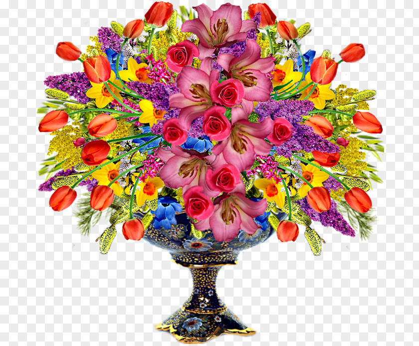 Prosperous Flower Vase Birthday Greeting Card Holiday New Year Gift PNG
