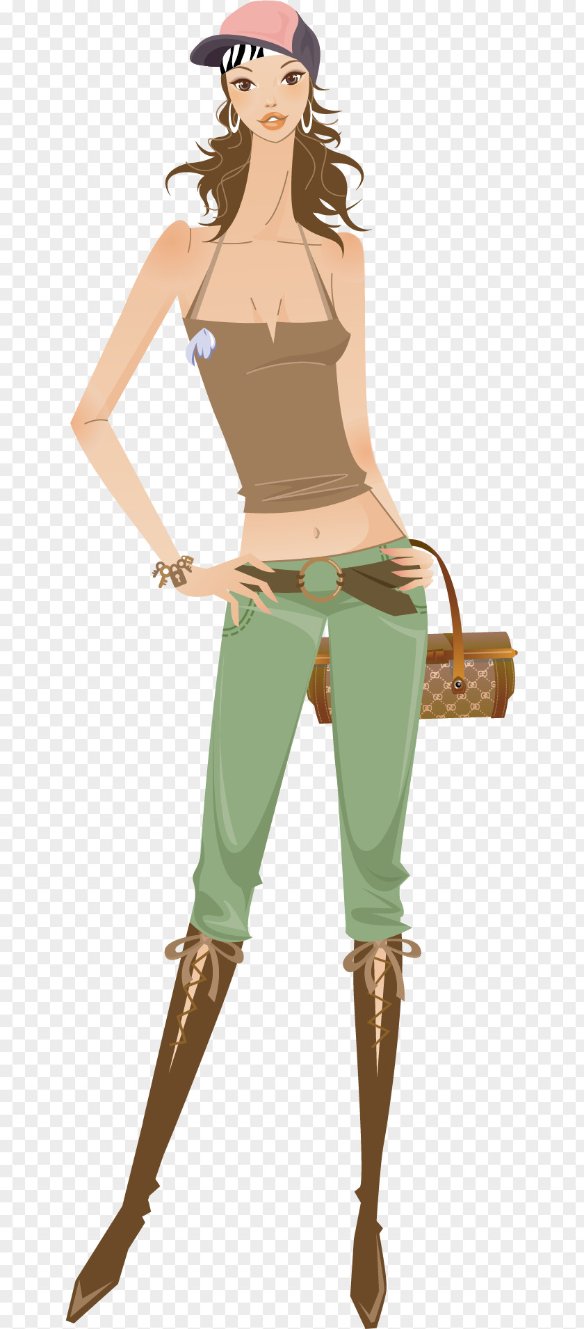 Beautiful Woman With A Hat Adobe Illustrator Drawing PNG