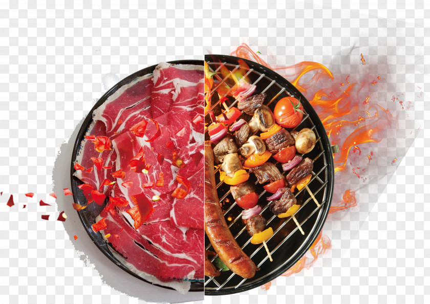 Fiery Charcoal Barbecue Sausage Korean Cuisine Grilling PNG