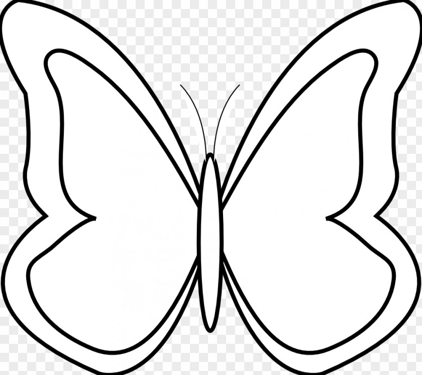 Simple Butterfly Black And White Clip Art PNG