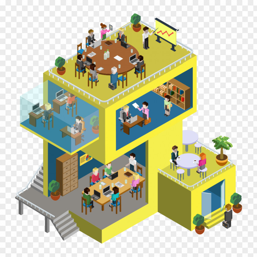 Business Office Isometric Projection Apartment Infographic Illustration PNG