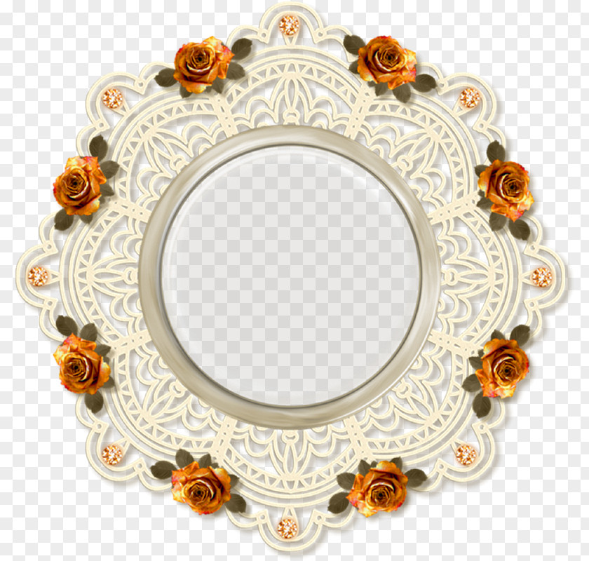 Lace Boarder Platter Plate Circle Picture Frames Tableware PNG