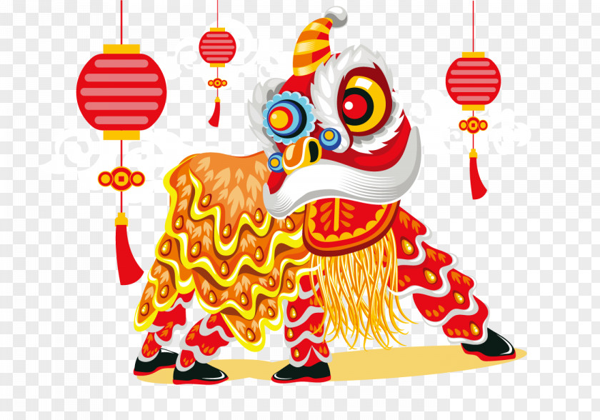 Vector Dragon And Lion Playing Dance Chinese New Year Dog PNG