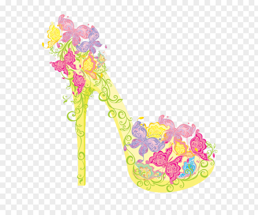 Beautiful High Heels High-heeled Footwear Shoe Flower Handbag PNG