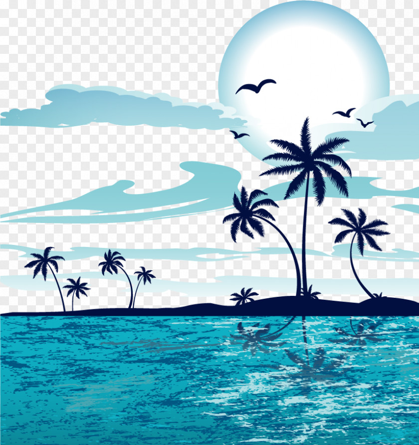 Coconut Tree Vector Material Decorative Patterns Free Buckle Sandy Beach PNG