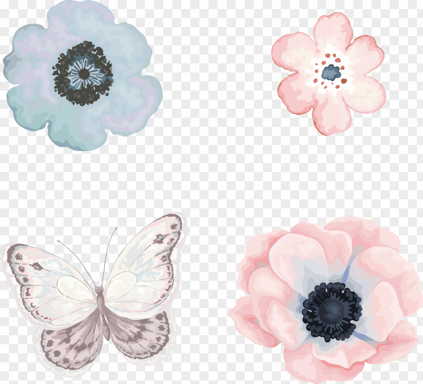 Flower Watercolor Design Painting Flowers PNG