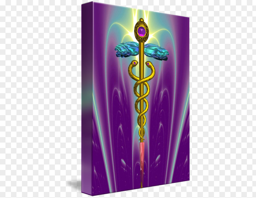 Purple Wave Staff Of Hermes Symbol Medicine Zazzle Post Cards PNG