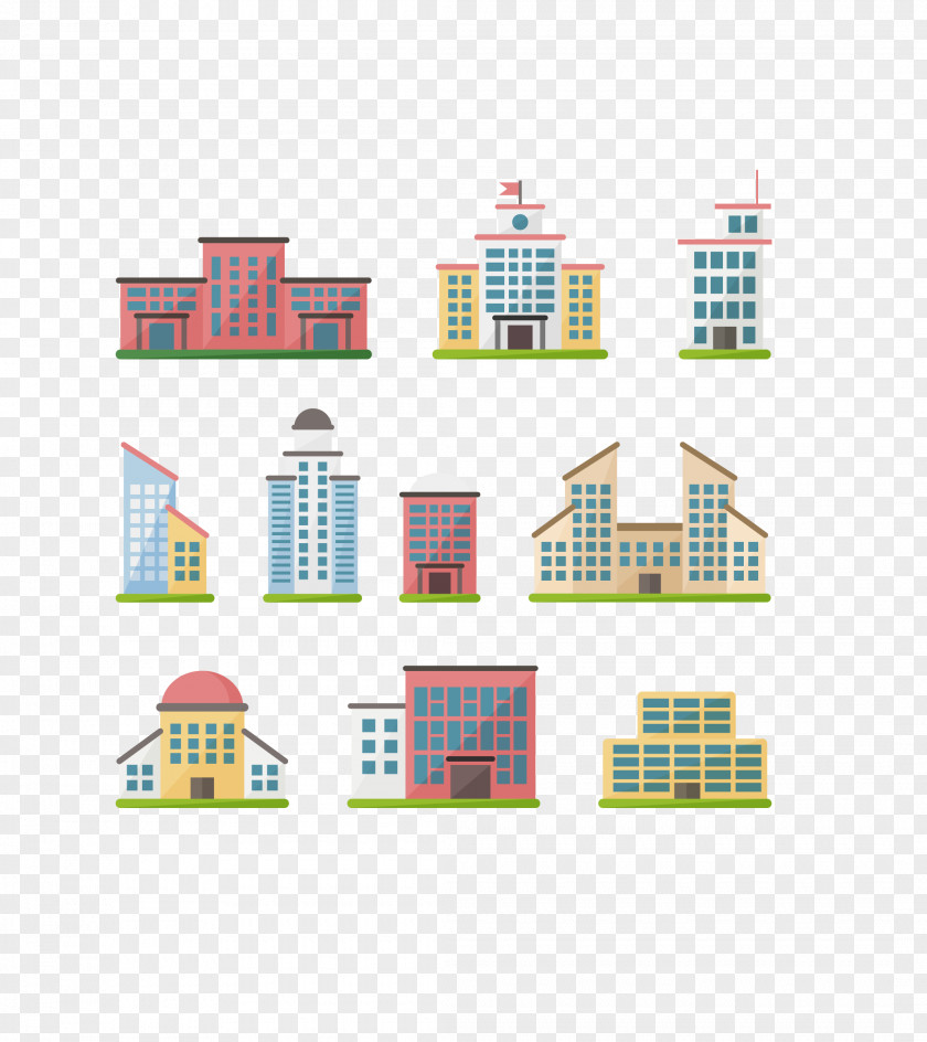 Vector Colored High Rise Building Highlights Graphic Design PNG