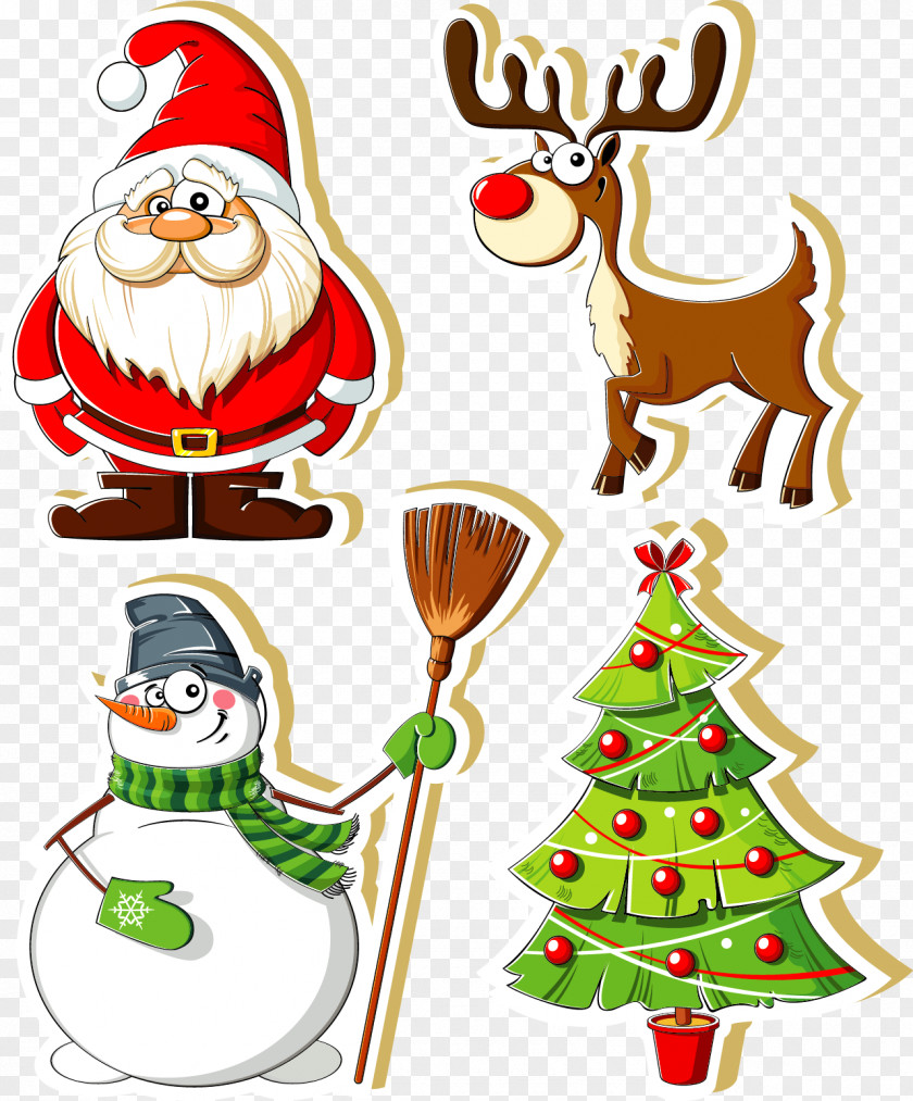 Creative Christmas Santa Claus Sticker Illustration PNG