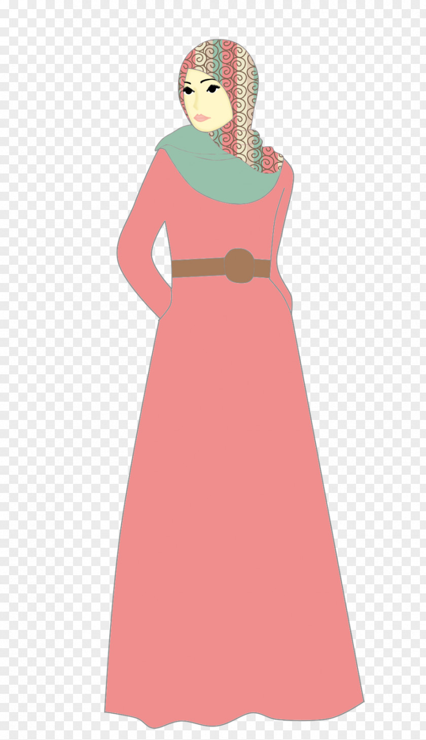Doodle Dress Muslim Hijab PNG