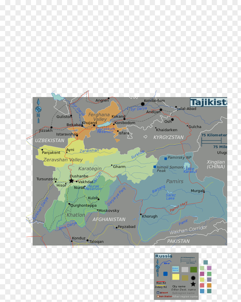 Map Water Resources Tajikistan Ecoregion PNG