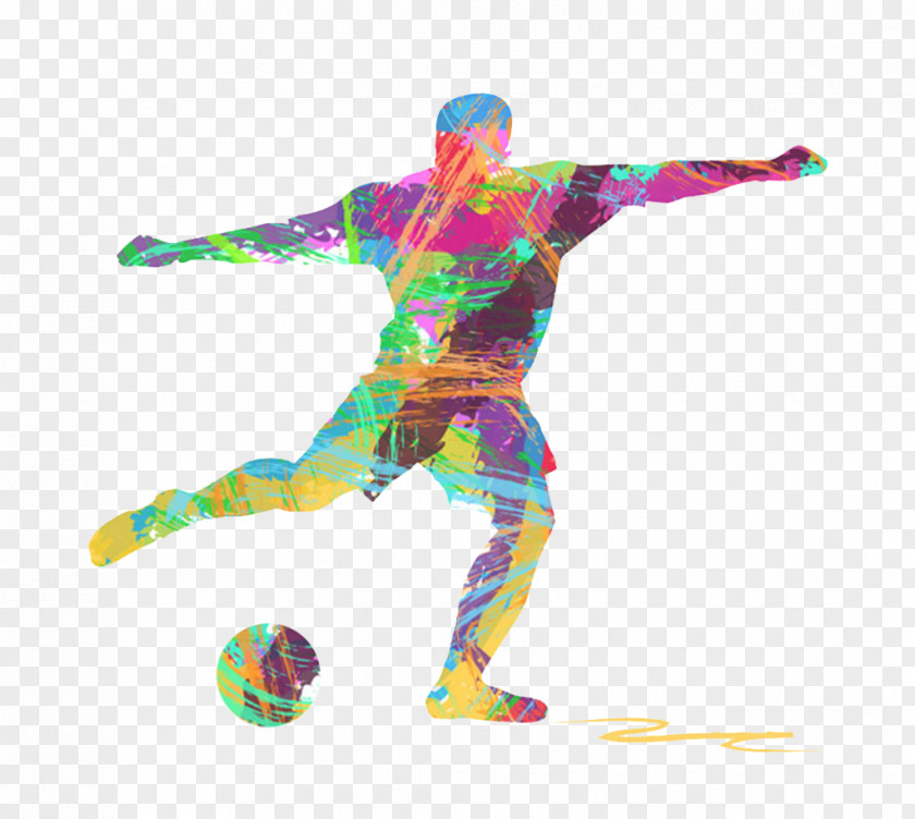 Color Graffiti Silhouette Soccer Football Player Royalty-free Illustration PNG