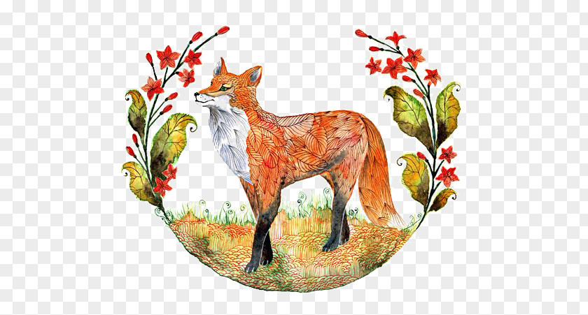 Drawing Fox Watercolor Painting Printmaking Illustration PNG painting Illustration, fox clipart PNG