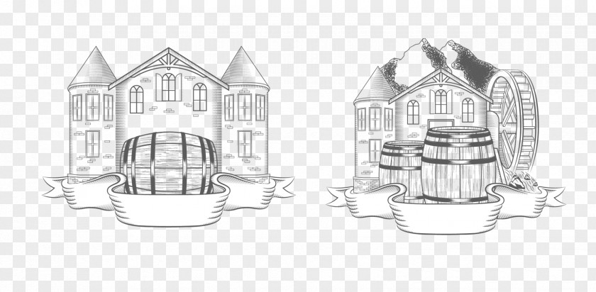 Cartoon Castle Cask Red Wine Barrel PNG