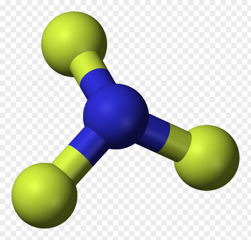 Nitrogen Trifluoride Molecule Ball-and-stick Model Trigonal Pyramidal Molecular Geometry PNG