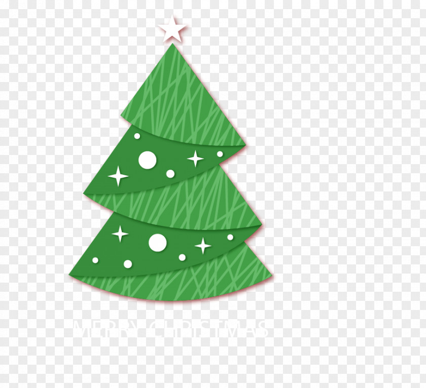 Green Striped Origami Christmas Tree Paper PNG
